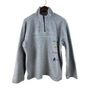 Dr. Seuss Sweater Fish One Two Three Grey Fleece 1/4 Zip Grey Teacher Men's